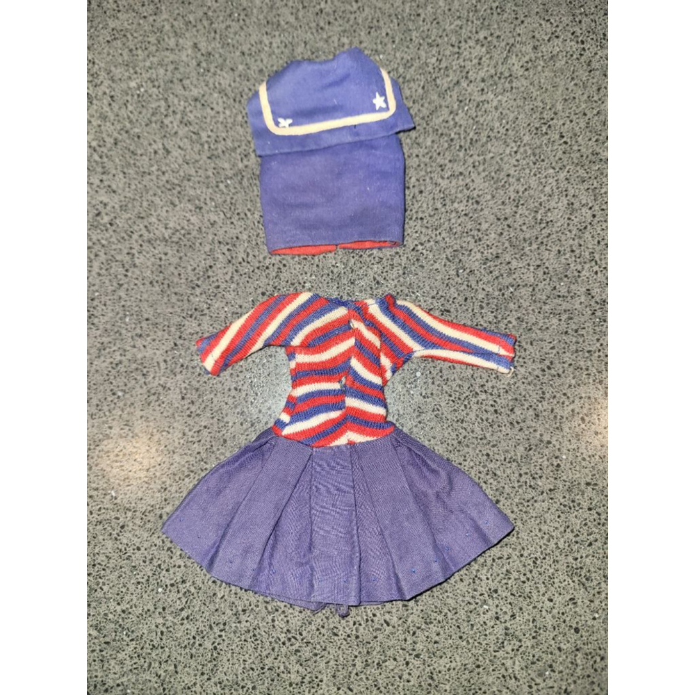 Vintage 1965 Mattel Skipper “Ship Ahoy” #1918 Outfit Blue Dress Vest - Picture 4 of 8